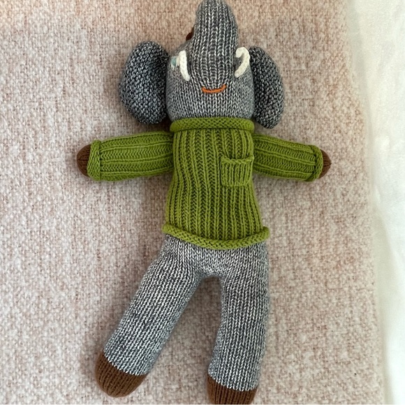 Blabla 13” Hercule Knit Elephant Plush Toy Doll Green Sweater - Picture 9 of 11